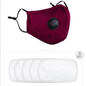 Face mask with filters( color burgundy )